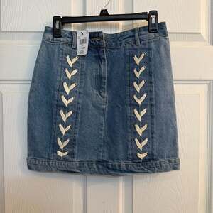 Endless Rose Denim Lace-Up Mini Skirt Size S Blue Jean Skirt Laces NWT Zipper